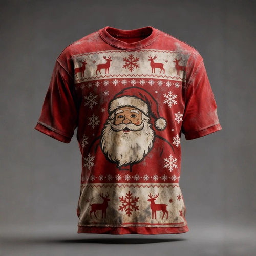 圣诞印花宽松短袖上衣Christma printed loose short sleeved top