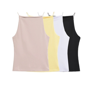 Solid color flat cut slim fitting sling top 纯色平口修身吊带