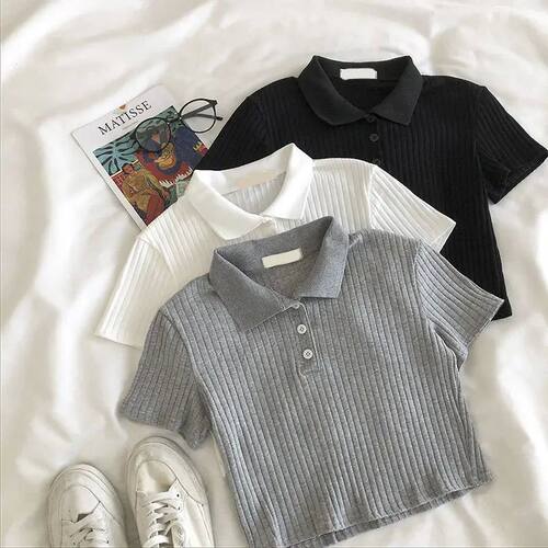 Slim fit short sleeved base shirt tops女式修身短袖打底衫上衣