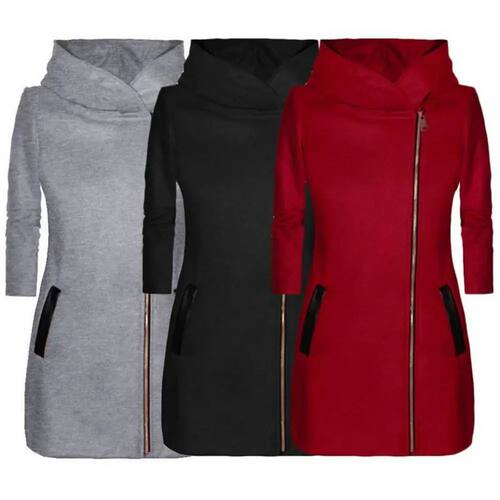 Hoodie with fleece long sleeved jacket连帽卫衣加绒长袖外套女