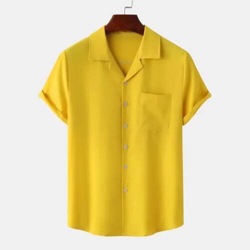 Retro solid color button up shirt woman 复古纯色纽扣短袖衬衫