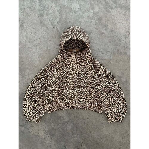 Retro leopard print hooded sweatshirt 复古豹纹印花连帽卫衣女