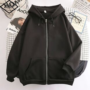 Loose zipper thick hooded jacket for men宽松拉链加厚连帽外套