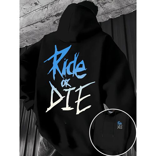 字母印花休闲连帽衫宽松卫衣Letter printed casual loose hoodie