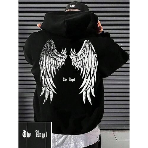 Wing print and velvet long sleeved sweatshir印花加绒长袖卫衣