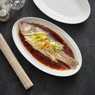 鱼盘家用高级感蒸鱼盘子2024新款耐高温陶瓷创意深盘肠粉凉皮蒸盘