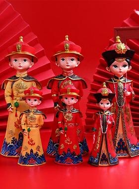 国潮复古宫廷风皇上皇后摆件大中小家居桌面人物婚庆树脂装饰礼品