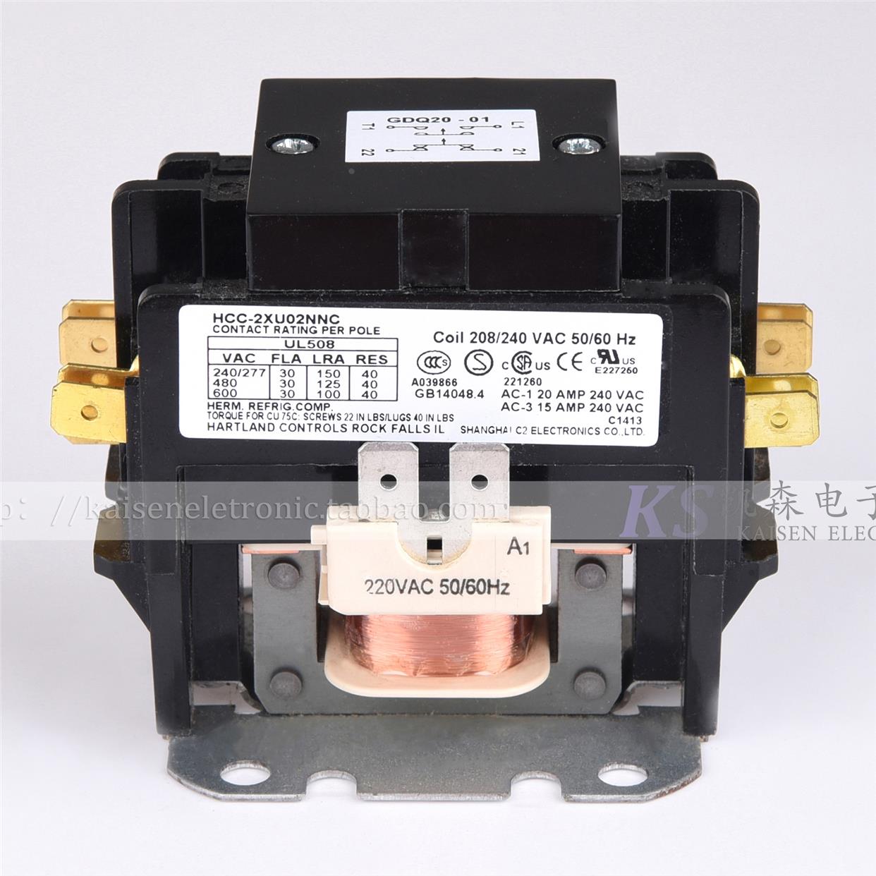 208V-240V 30A 一常开一常闭触点 HCC-2XU02NNC UL CSA交流接触器