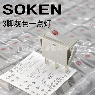 SOKEN 宁波万事达 猫眼 船形开关 电源开关RK1-11 灰色一点灯