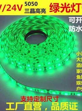LED灯带12V绿色光带贴片高亮防水大红24V绿光灯条车用家用吊顶5米