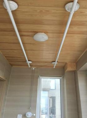 白色晾衣架阳台升降晾衣架手摇升降晒衣架烤瓷白晾衣杆非不锈钢杆