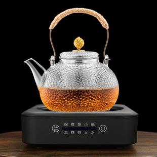 家用 加厚铜把玻璃锤纹壶煮茶壶电陶炉烧水壶白茶煮茶器煮茶炉套装