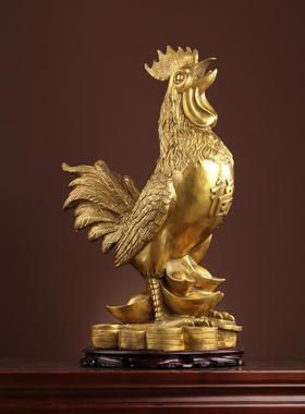 大公鸡摆件铜公鸡金鸡铜鸡的摆件黄铜金钱鸡家居饰品中式生肖摆件