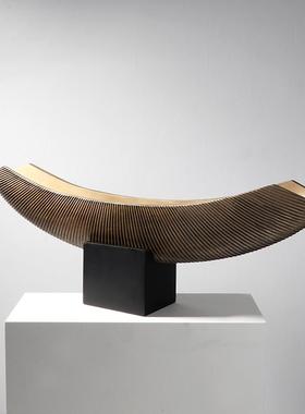 简约现代新中式船型长条摆件样板房售楼处客厅玄关别墅家居装饰品