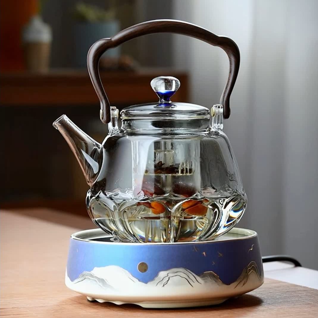 全度提梁茶壶耐高温加厚玻璃蒸煮两用茶器电陶炉专用大容量养生壶