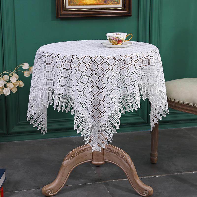 欧式圆形茶几布纯白色简约台布方形法式复古蕾丝餐桌布艺多用盖巾,居家布艺,桌布,淘宝优惠券,粉丝福利购,淘宝优惠卷