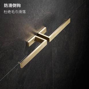 99CH毛巾环轻奢金色毛巾架免打孔卫生间浴室挂毛巾杆不锈钢壁挂手