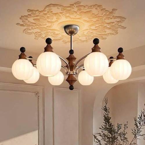 美式复古古风客厅吊灯卧室法式2025高级原木色餐厅法式主灯流行款