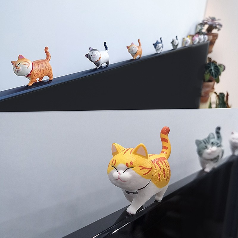 屏幕趴趴摆件电脑显示器桌面猫咪装饰解压女生工位电视机上小摆件