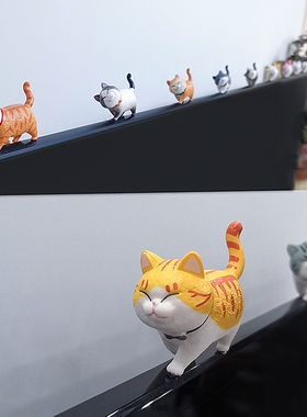 屏幕趴趴摆件电脑显示器桌面猫咪装饰解压女生工位电视机上小摆件