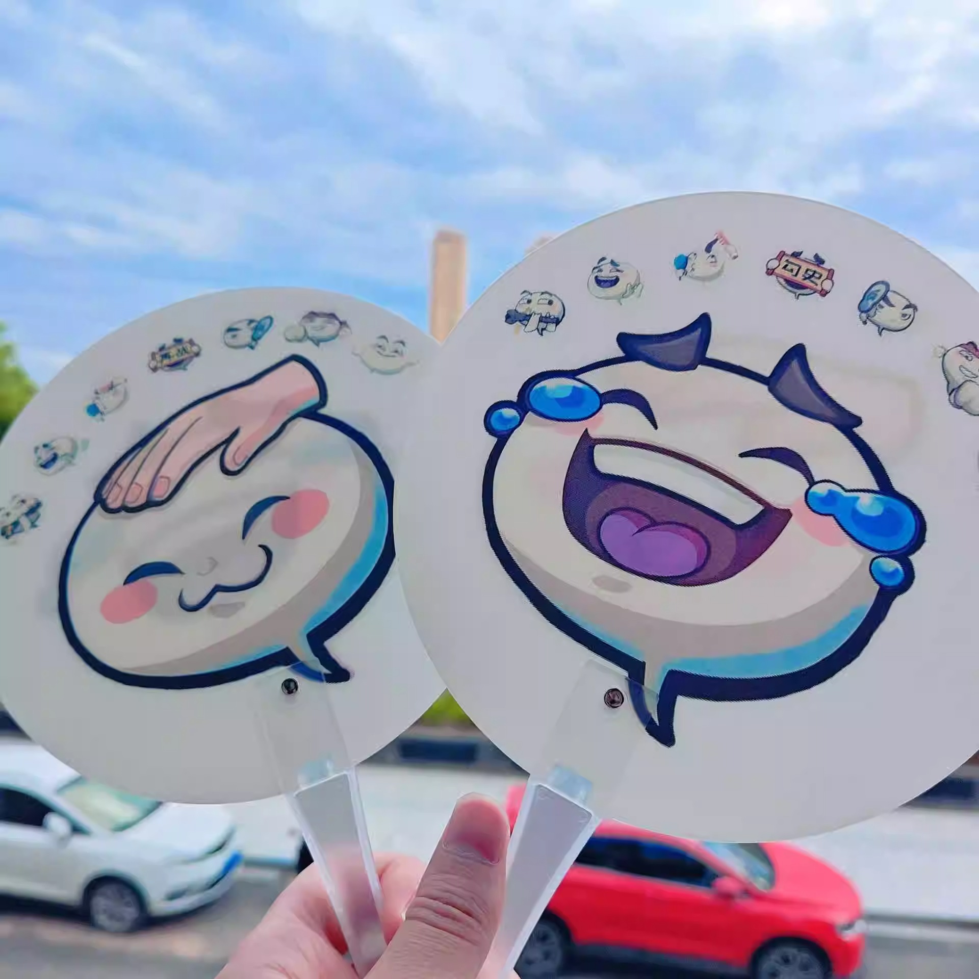 火影忍者摸头表情包光栅变换扇子风扇夏季清凉手持趣味扇子手摇扇