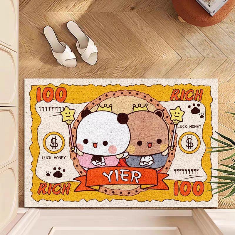 一二布布入户门地垫可爱卡通门垫家用防滑耐脏蹭土丝圈可裁剪脚垫
