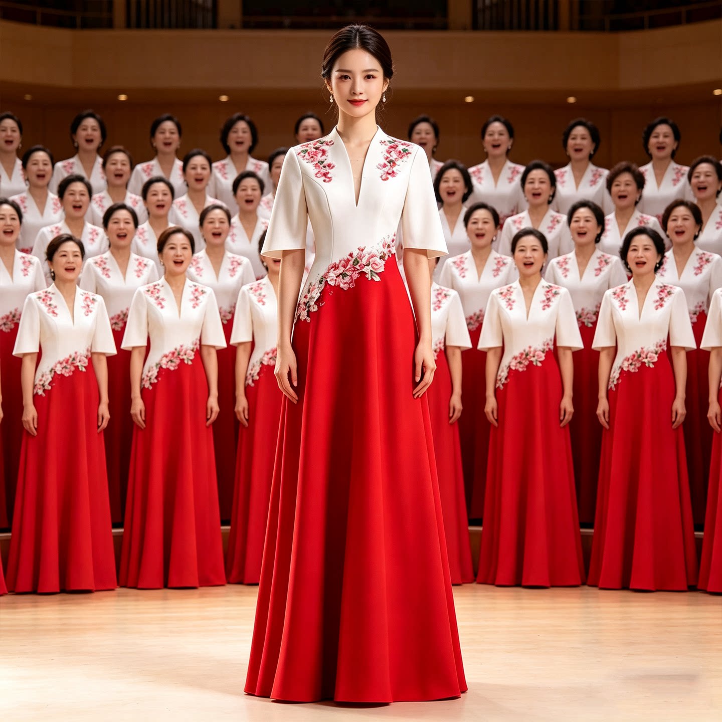 大合唱团演出服女长裙表演晚礼服图片