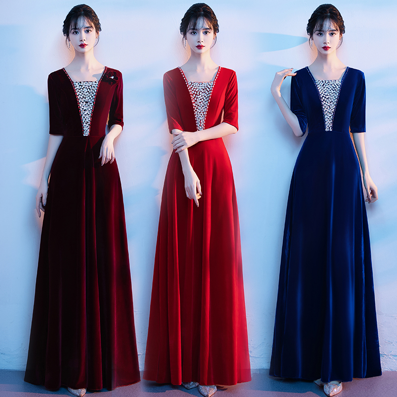 大合唱演出服女长裙气质成人宴会指挥服装舞台红歌合唱团礼服修身