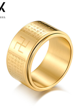 复古风可旋转不锈钢戒指环钛钢男