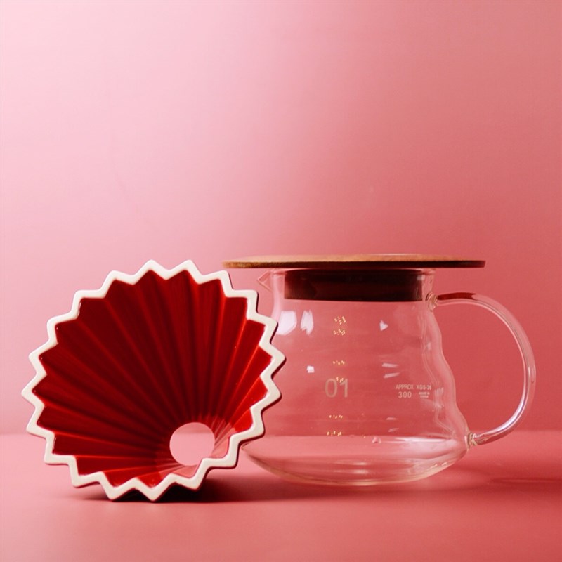 陶瓷咖啡折纸滤杯手冲过滤杯V6z0滴漏手冲杯胡桃木托 手冲咖啡套