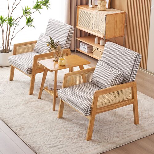 沙发客厅懒d人阳台椅实木单人休闲椅洽谈茶桌椅民宿休息看书三件