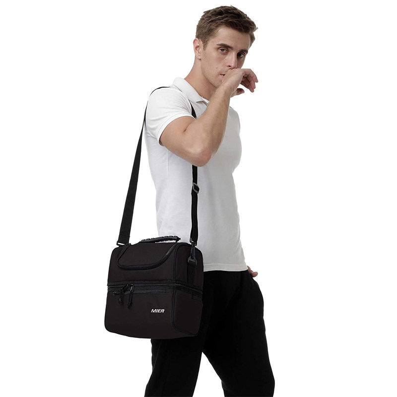 饭盒手提包西式大容量双层保温包男女时尚冷藏斜跨背包Y便当袋饭,收纳整理,饭盒袋,淘宝优惠券,粉丝福利购,淘宝优惠卷