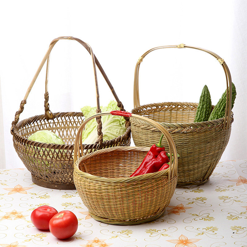 纯手工竹编e篮竹篮子 手提青皮篮 收纳篮 杭州蓝 买菜水果鸡蛋篮