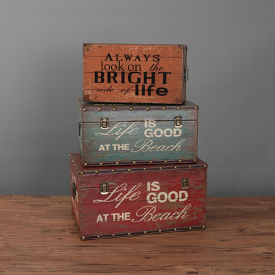 复古怀旧c长方形木箱子整理储物箱收纳盒橱窗陈列摄影道具木质箱