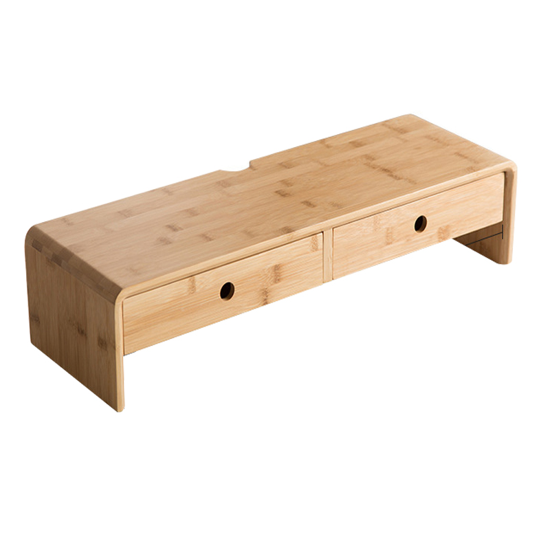 楠竹制电脑显示器屏幕增高架桌B面收纳盒底座实木办公室台式笔记