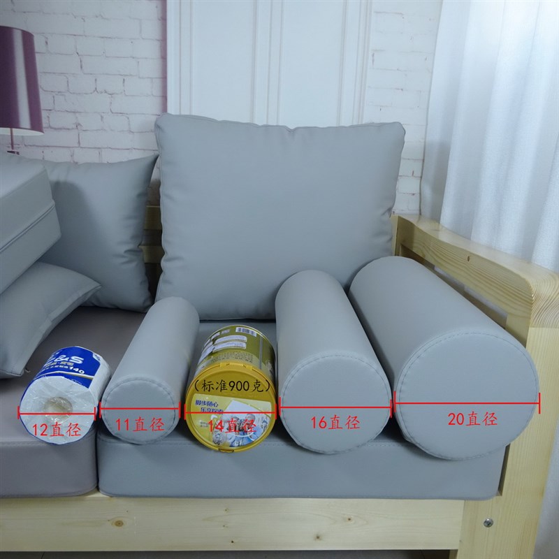 PU仿真皮防水定做海绵沙发扶手枕C头枕靠垫糖果枕圆柱枕腰枕颈椎