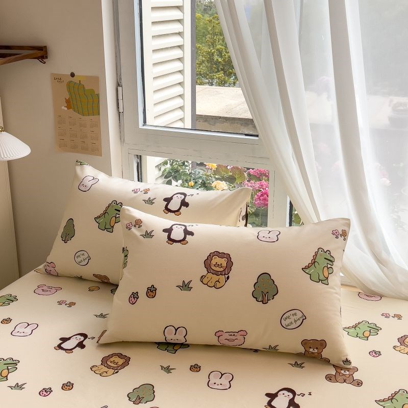 纯棉床笠单件100全棉夏季床罩枕套三件套1.2米儿童学X生宿舍床单