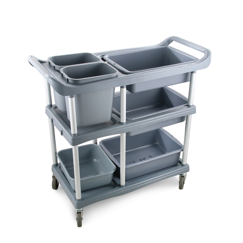 不锈钢收餐车收碗车带垃圾桶酒店饭店餐厅用三层收U集车手推车包