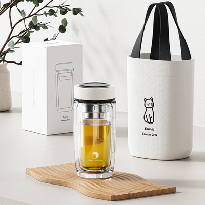 玻璃杯双层泡茶杯男m女士商务茶水分离办公杯子带茶隔耐热玻璃水