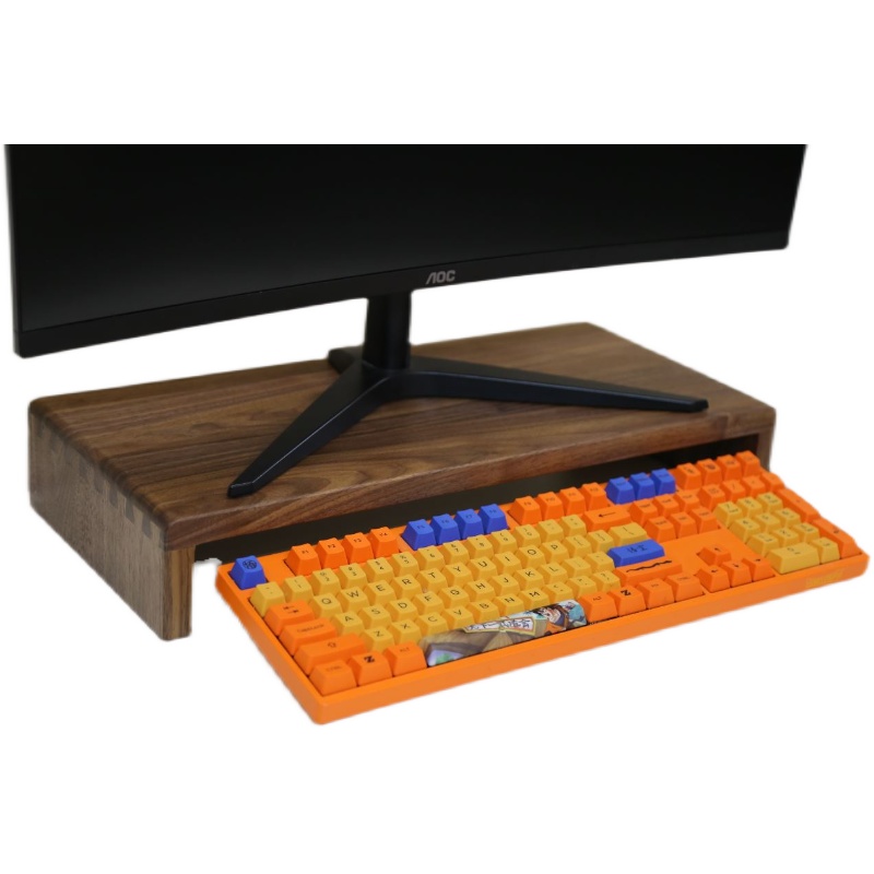 黑胡桃木显示器增高o架电脑屏幕抬高架垫高底座支架桌面收纳置物