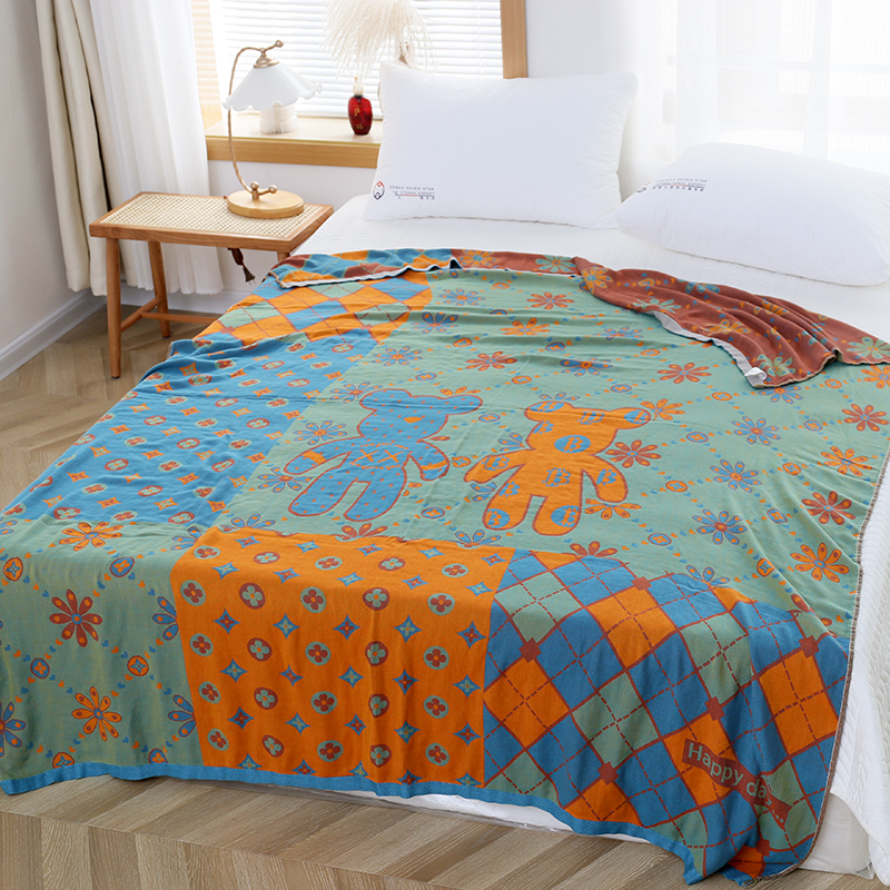 竹纤维盖毯纱布冷感毯夏季薄款毛巾被沙发毯M冰丝凉感午睡空调毯