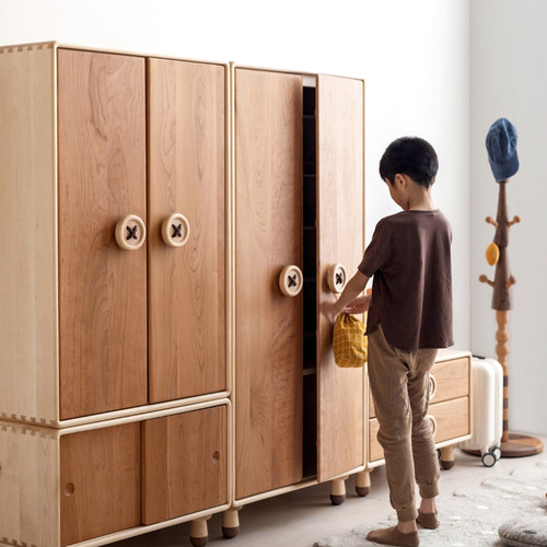 上形孩在 新f品 成长纽扣衣柜 可叠加可加高儿童衣柜储物柜儿童房