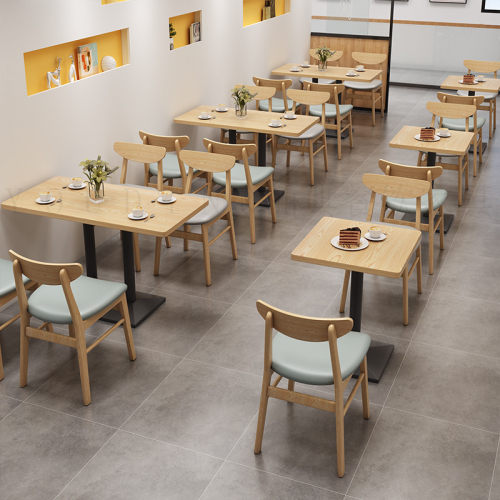 咖啡厅茶餐厅汉堡店奶茶店餐饮饭店食堂靠M墙板式卡座沙发桌椅组