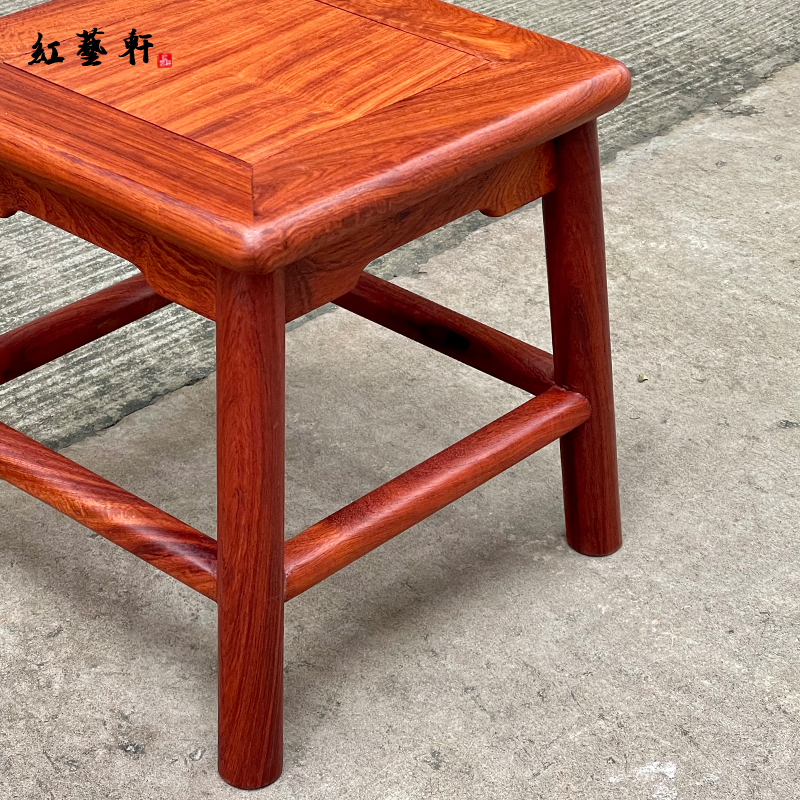 红木小凳子缅甸花梨木大果紫檀四方E凳富贵凳板凳换鞋凳中式全实