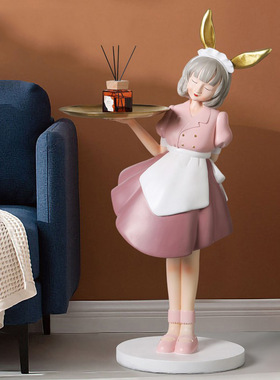 创意轻奢女孩落地大型摆件客厅A沙发电视柜旁玄关托盘家居软装饰