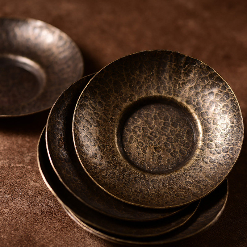 日式手工锤目纹铜茶杯垫茶垫y防滑垫隔热盏托杯托茶托功夫茶具配,餐饮具,茶托,淘宝优惠券,粉丝福利购,淘宝优惠卷