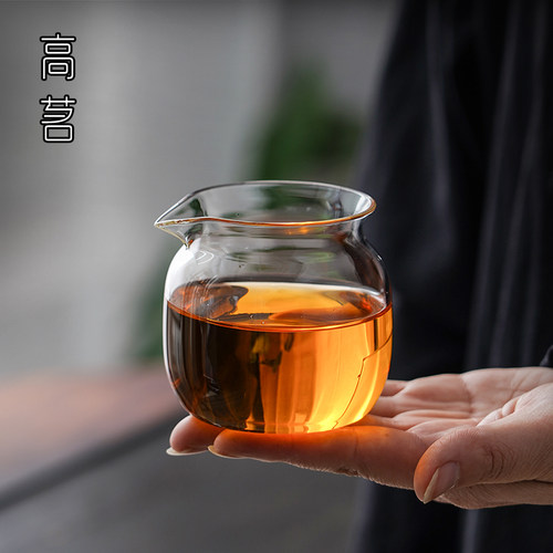 日式玻璃迷你公道杯小容量茶具配件小圆满公杯透明无把Y分茶器茶