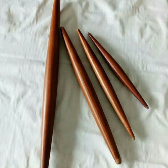 速发梨木两尖头面杖擀饼工具细肚面杖实木大肚子面杖中间粗两头鱼