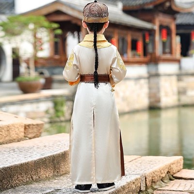 速发清朝阿哥服装男童古装汉服满族皇子贝勒王爷清代皇龙袍太子演