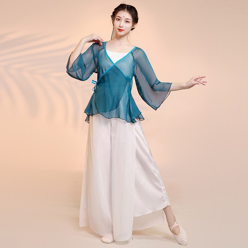 速发古舞典蹈服身韵飘逸渐变纱衣中国舞气功服古风仙练演出服装
